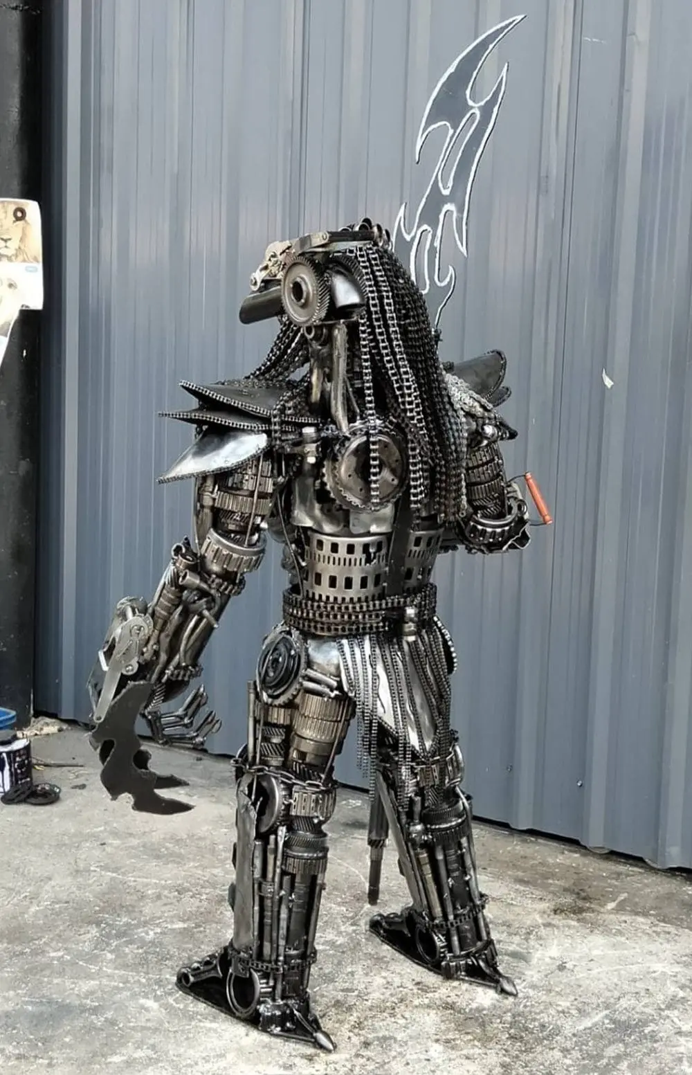 55" Predator Inspired Recycled Metal Art Sculpture 2