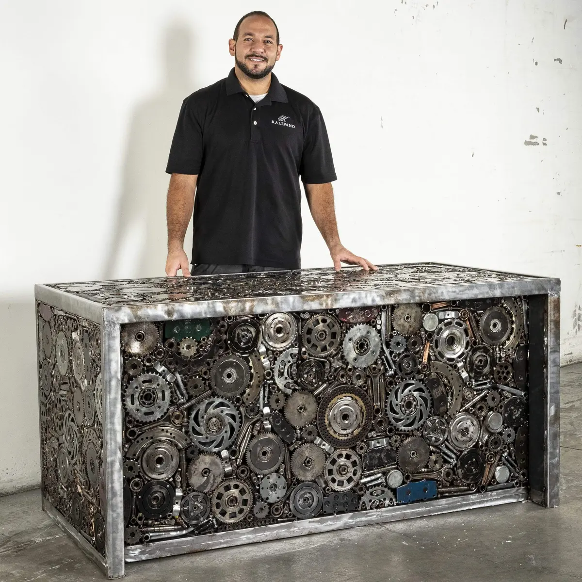 Industrial Executive Gear Desk Made With Recycled Scrap Metal 1
