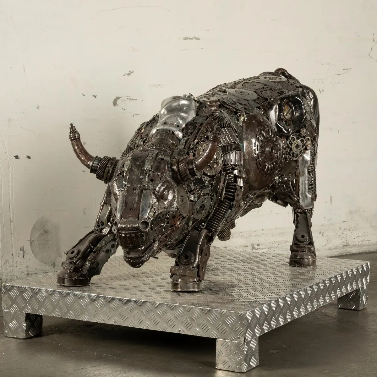 60" Wall Street Bull Inspired Recycled Metal Art Sculpture 1