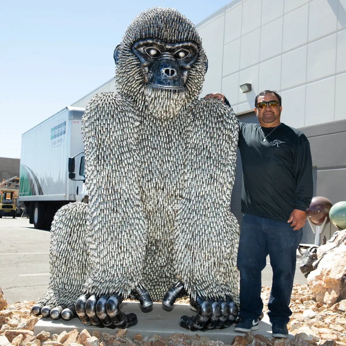 86" Seated Spark Plug (24,000+)  Kingkong Gorilla Inspired Recycled Metal Sculpture 1
