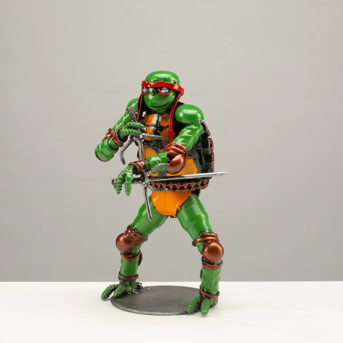 9.5" Raphael Ninja Turtle Inspired Recycled Metal Sculpture 1