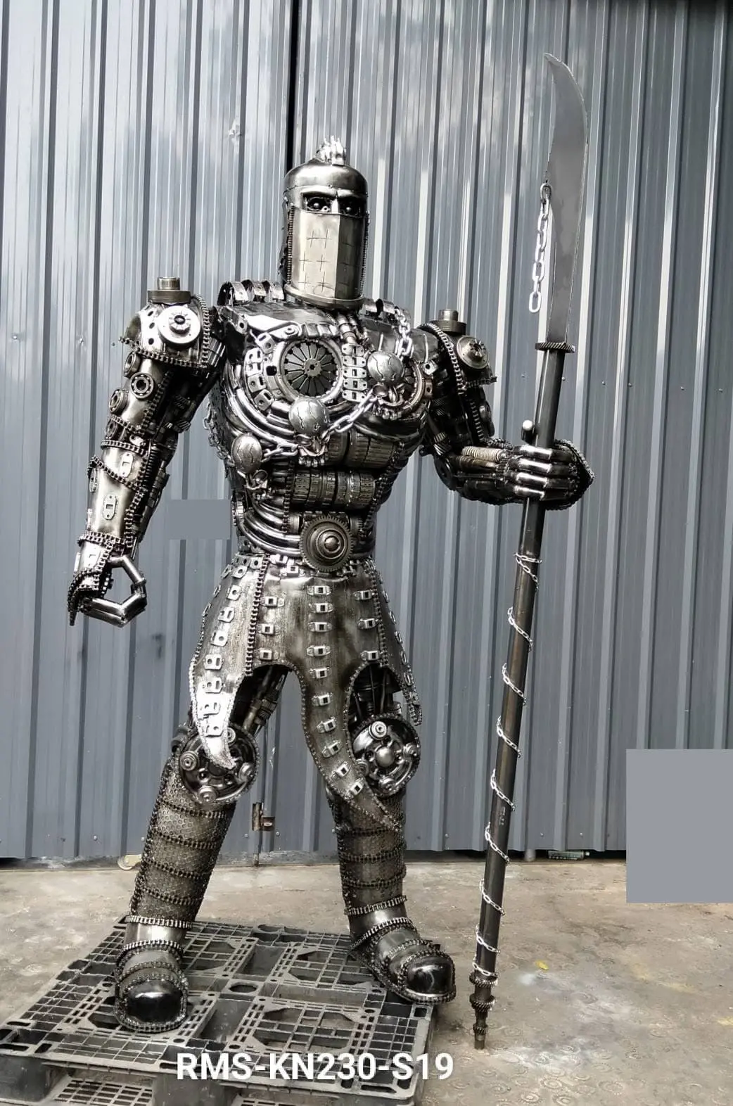 91" Knight Recycled Metal Art Sculpture 1