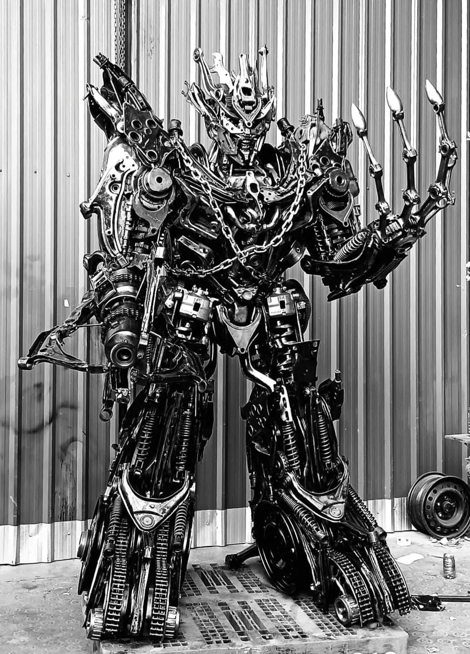 91" Megatron Inspired Recycled Metal Art Sculpture 1