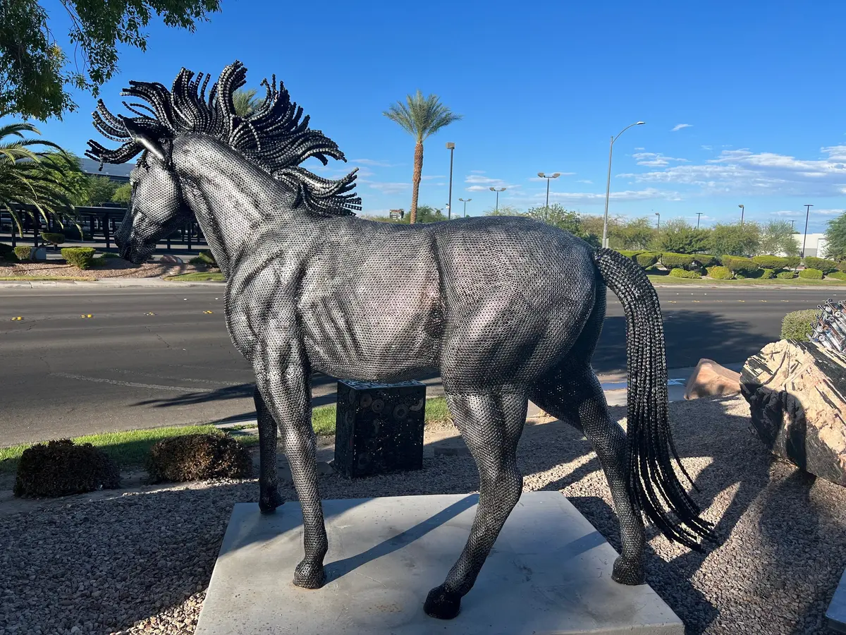 96" Large Horse Recycled Metal Sculpture - 40,000+ Washers! 1