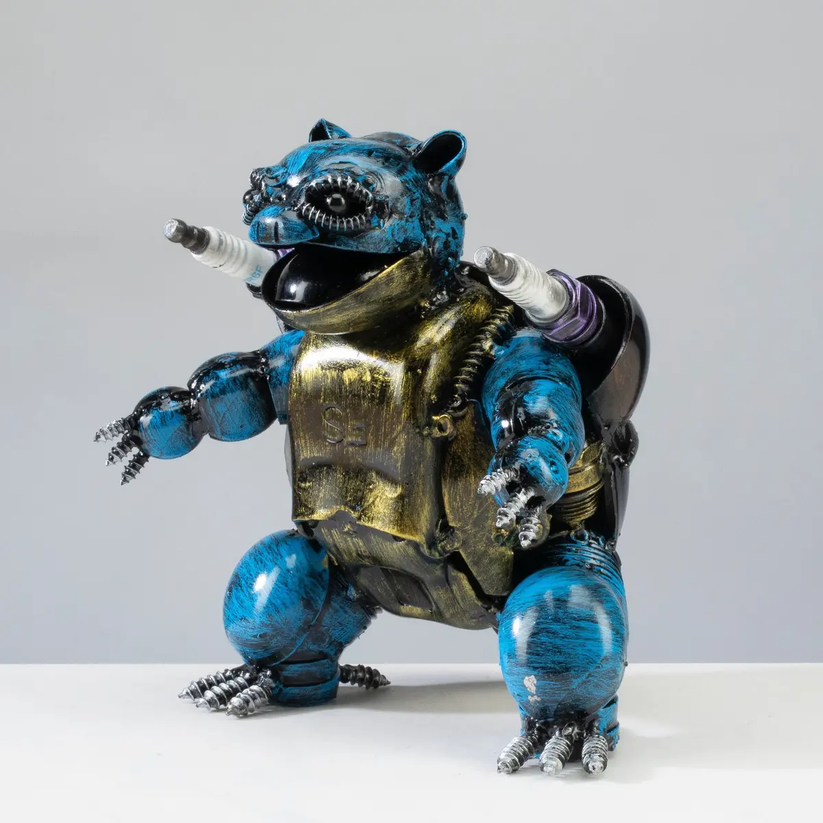 Blastoise Pokemon Inspired Recycled Metal Sculpture 1