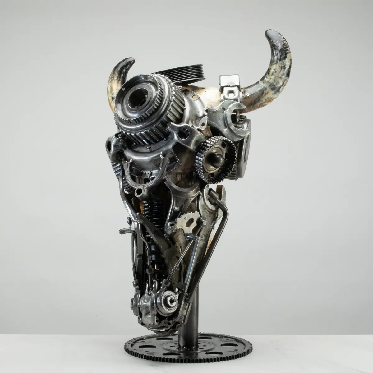 Bull Skull Recycled Metal Art Sculpture 1