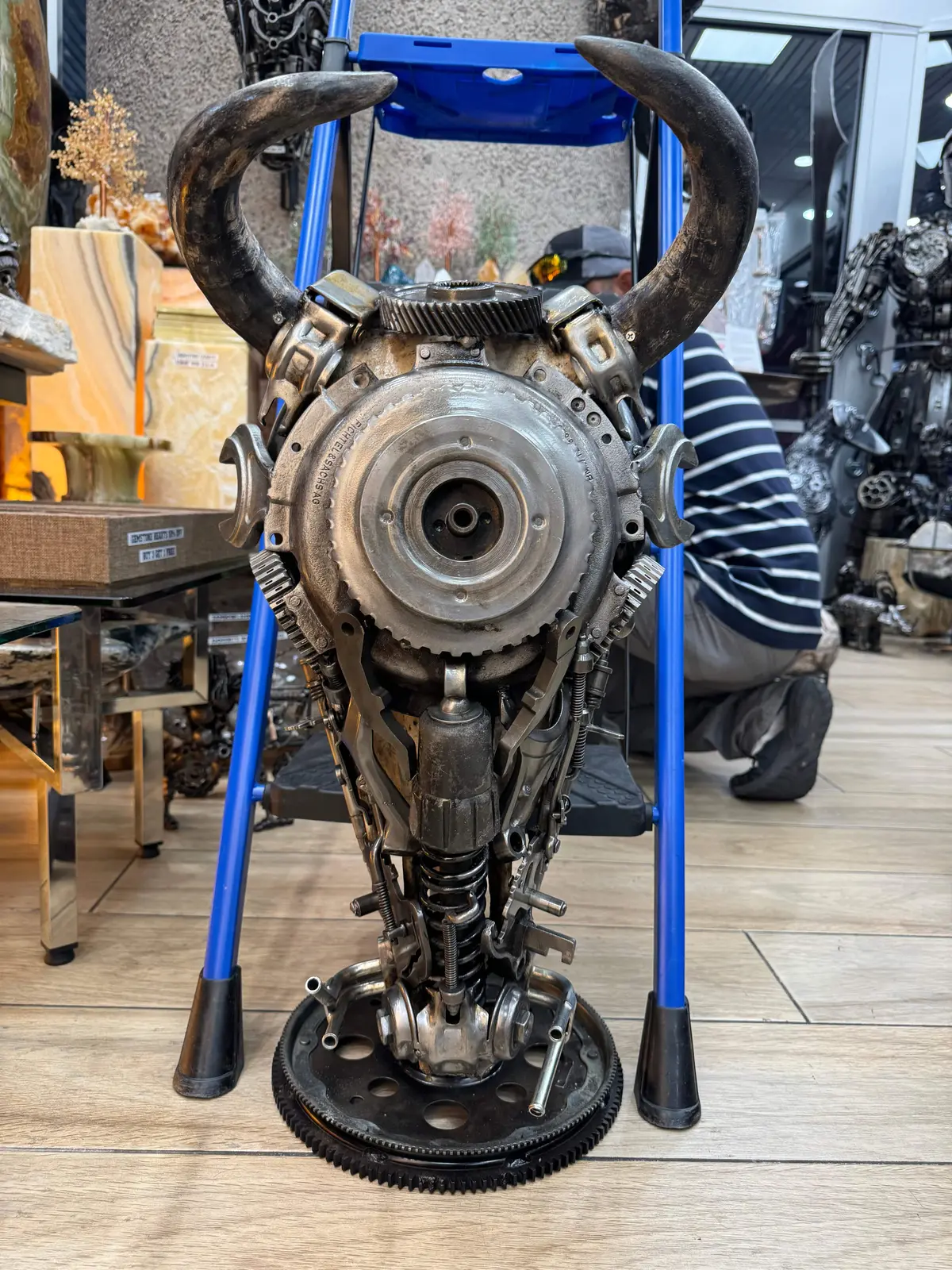Bull Skull Recycled Metal Art Sculpture 1