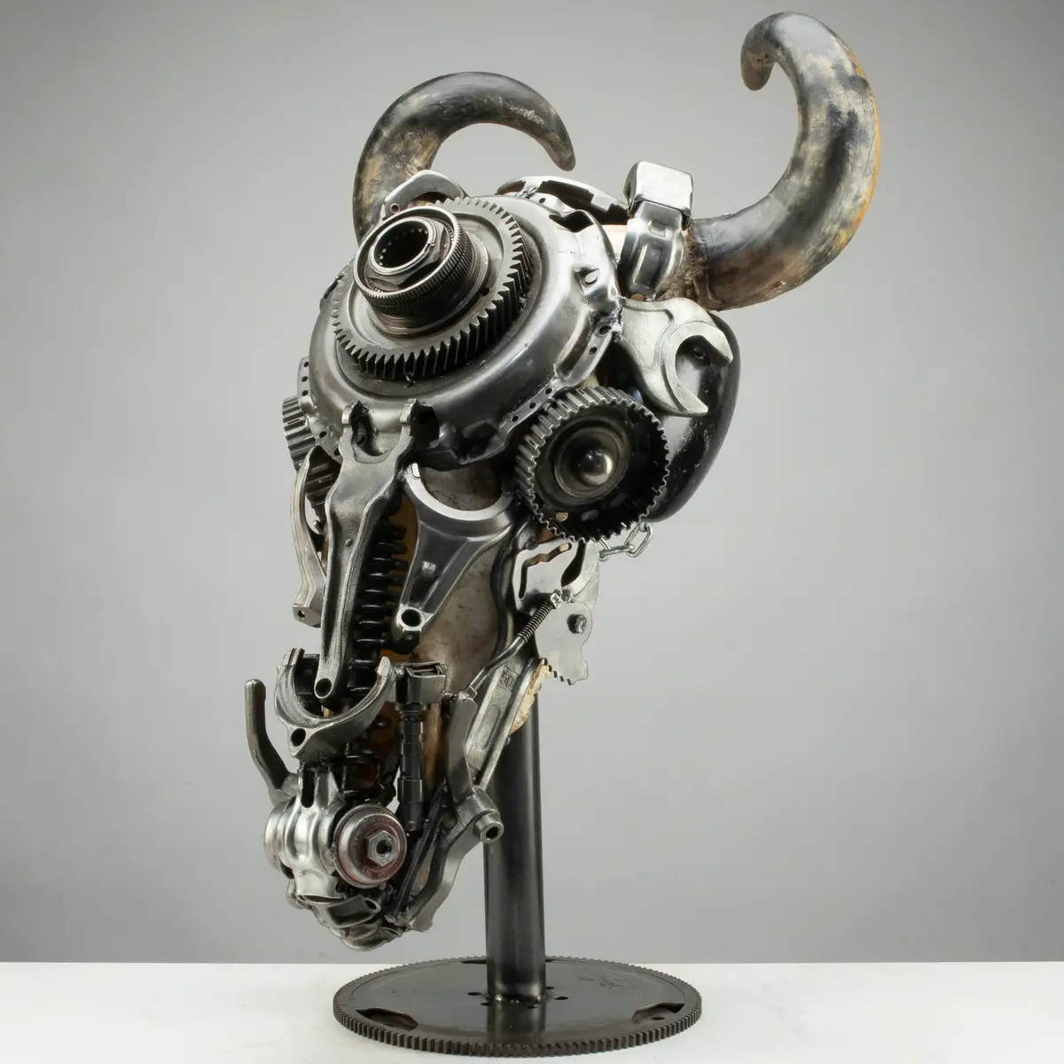 Bull Skull Recycled Metal Art Sculpture 1