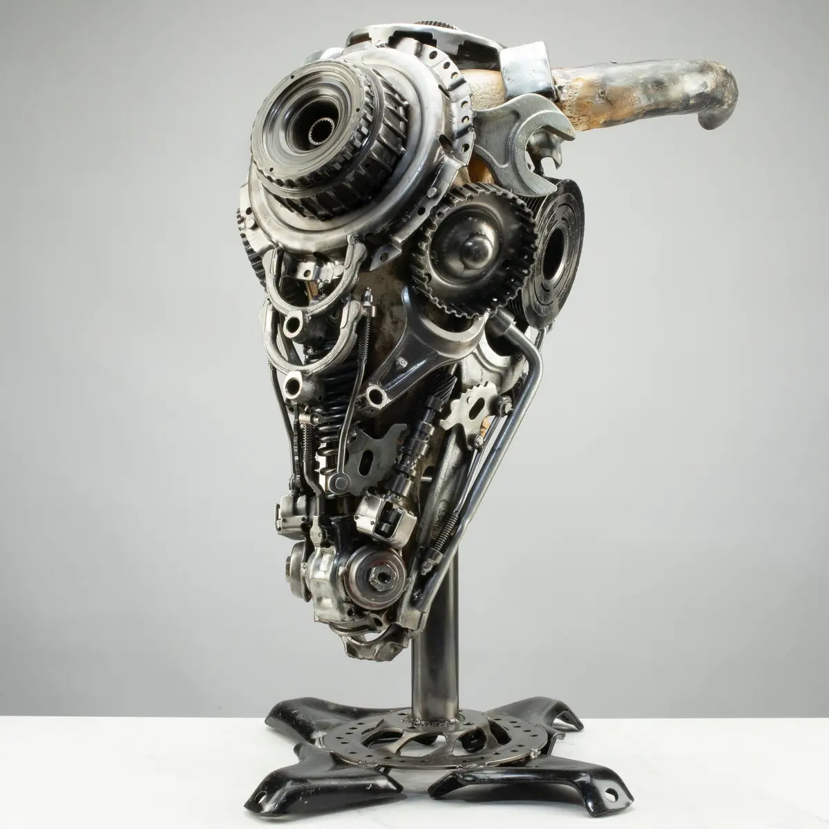 Bull Skull Recycled Metal Art Sculpture 1