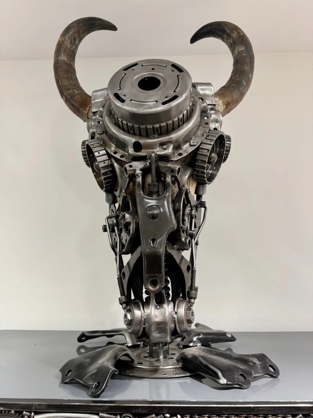 Bull Skull Recycled Metal Art Sculpture 1