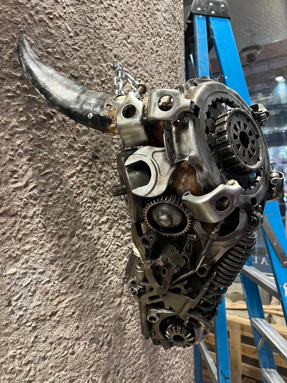 Bull Skull Recycled Metal Art Sculpture 1