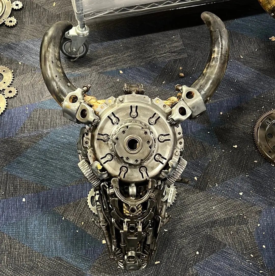 Bull Skull Recycled Metal Art Sculpture 1