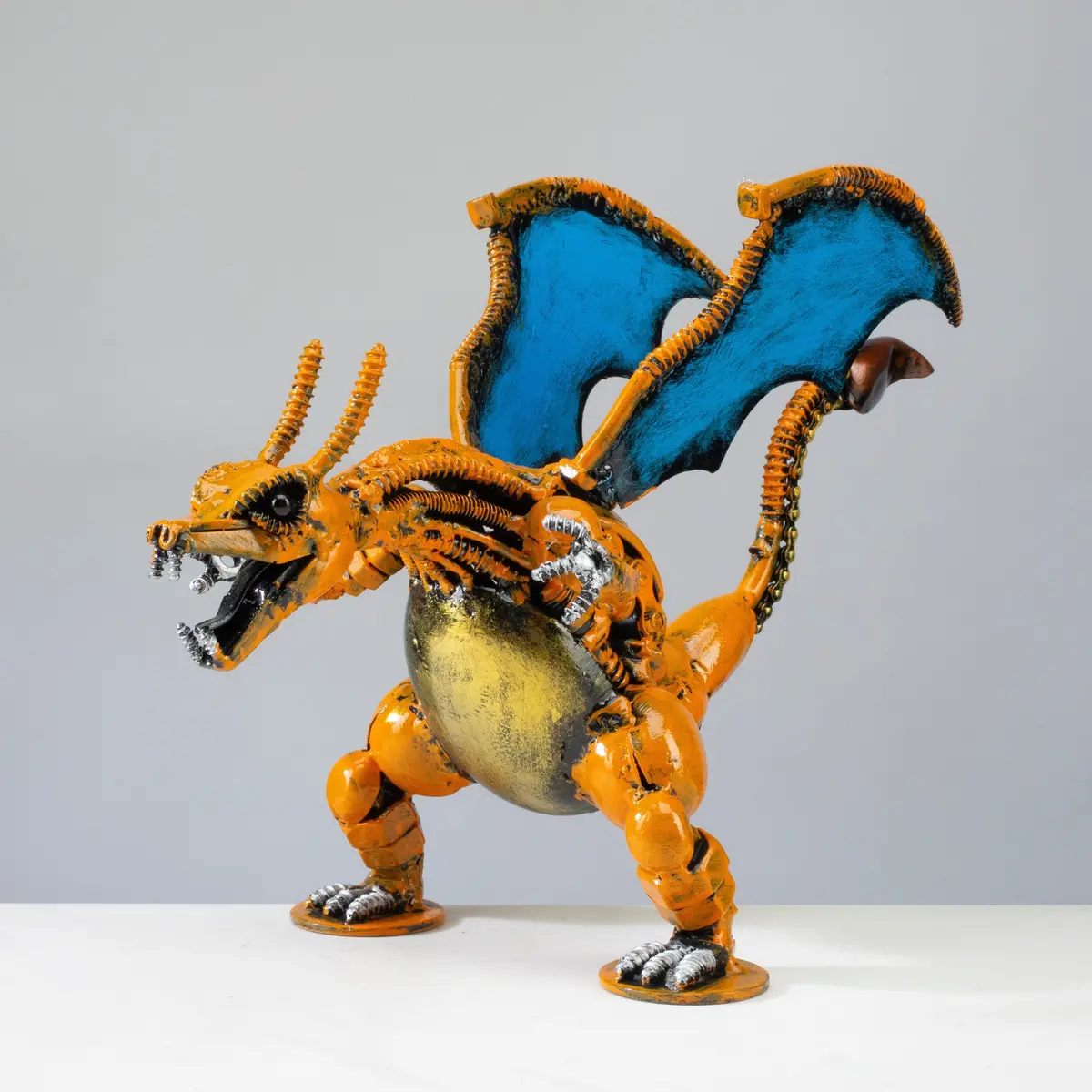 Charizard Pokemon Inspired Recycled Metal Sculpture 1