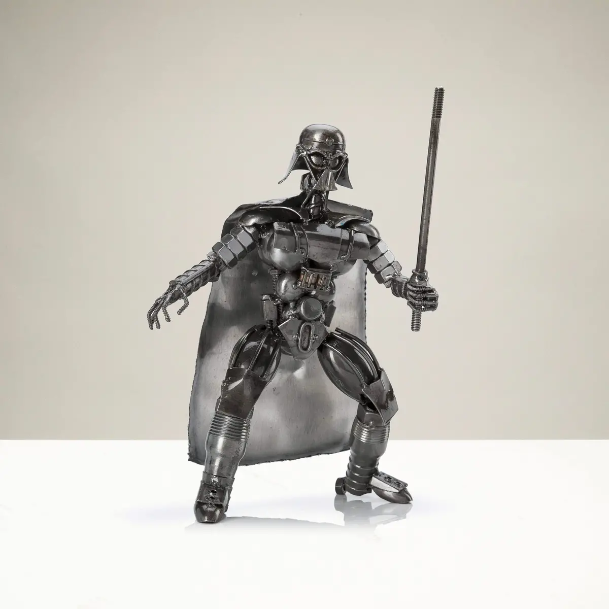 Darth Vader With Sword Inspired Recycled Metal Sculpture 1