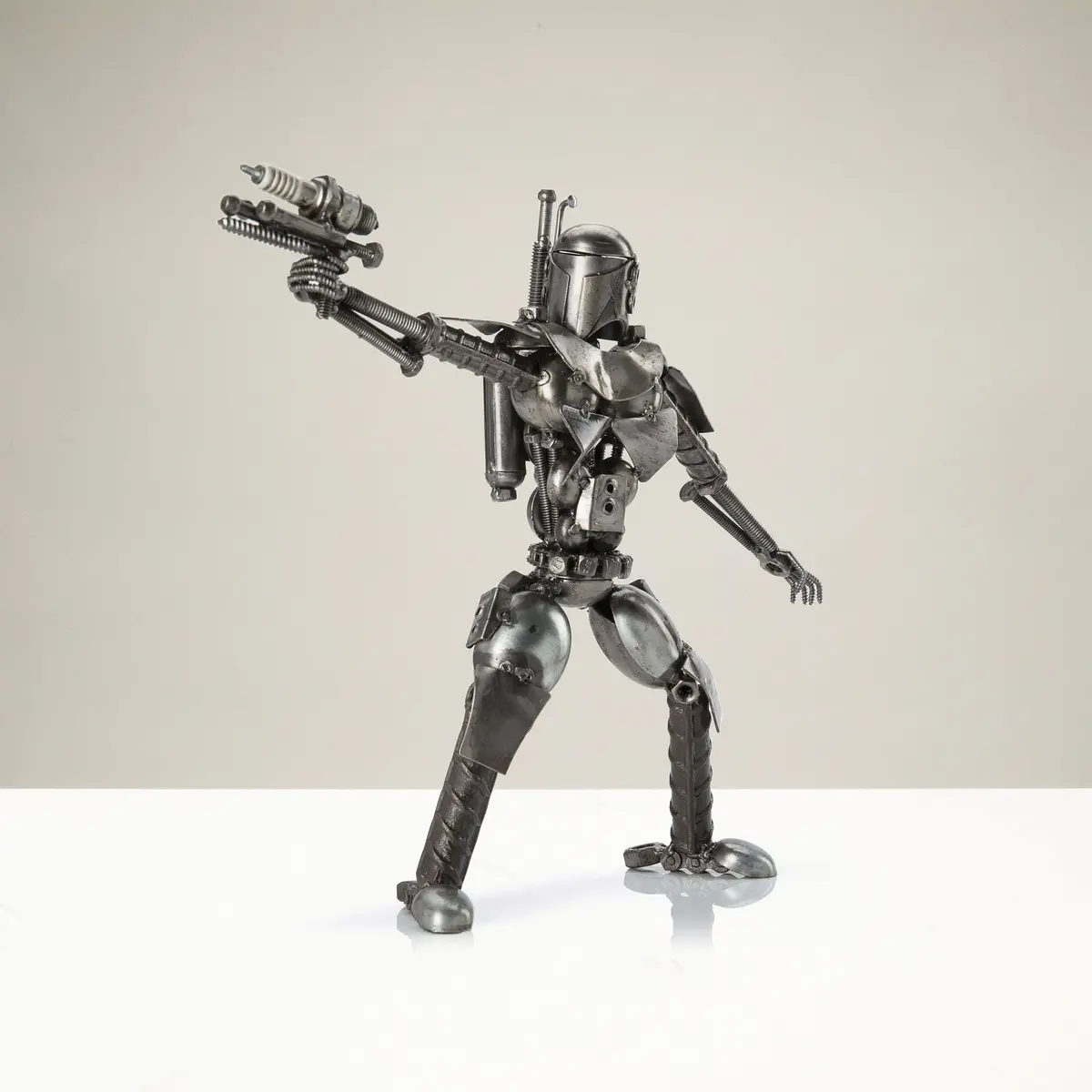Jango Fett With Blaster Inspired Recycled Metal Sculpture 1
