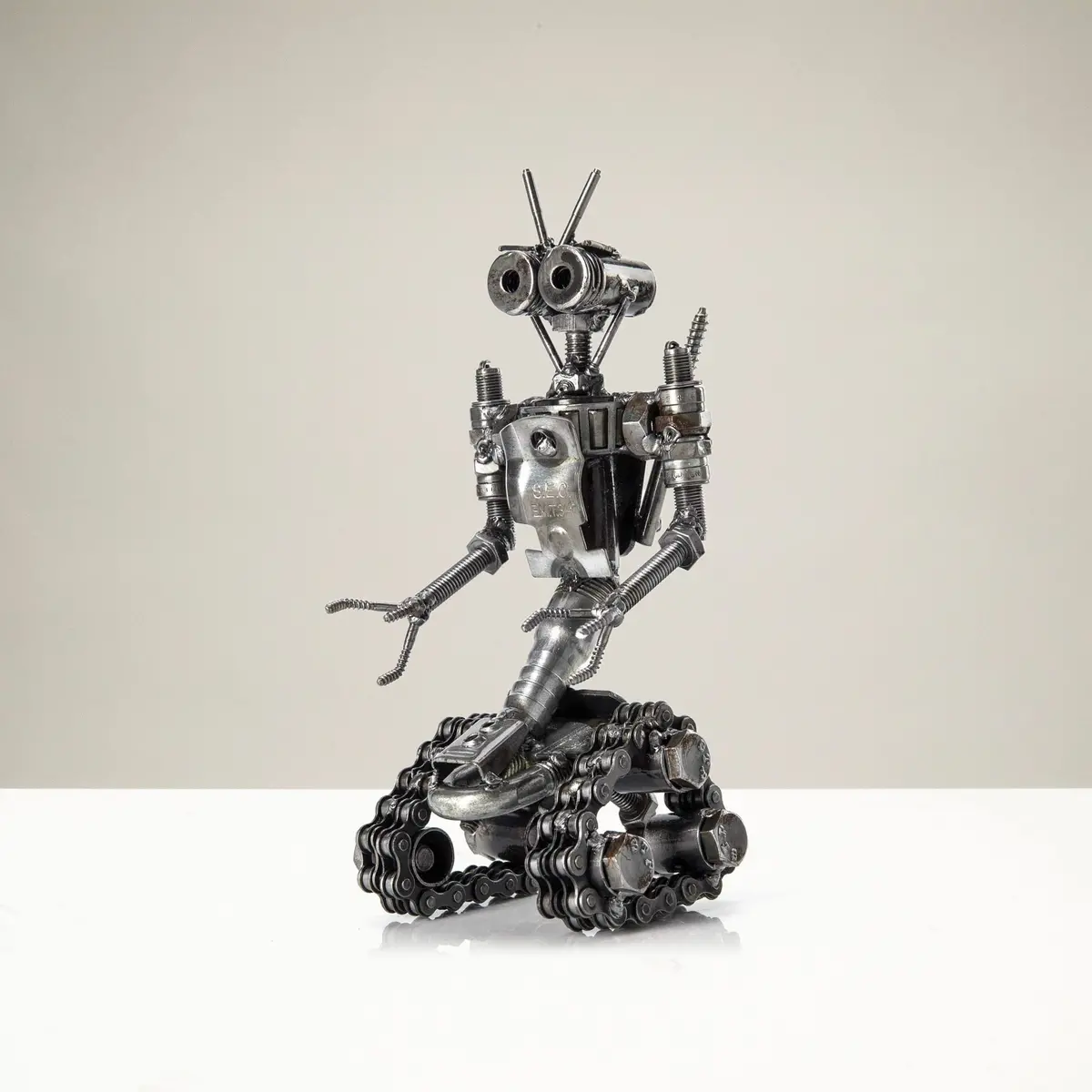 Johhny-5 Inspired Recycled Metal Sculpture 1