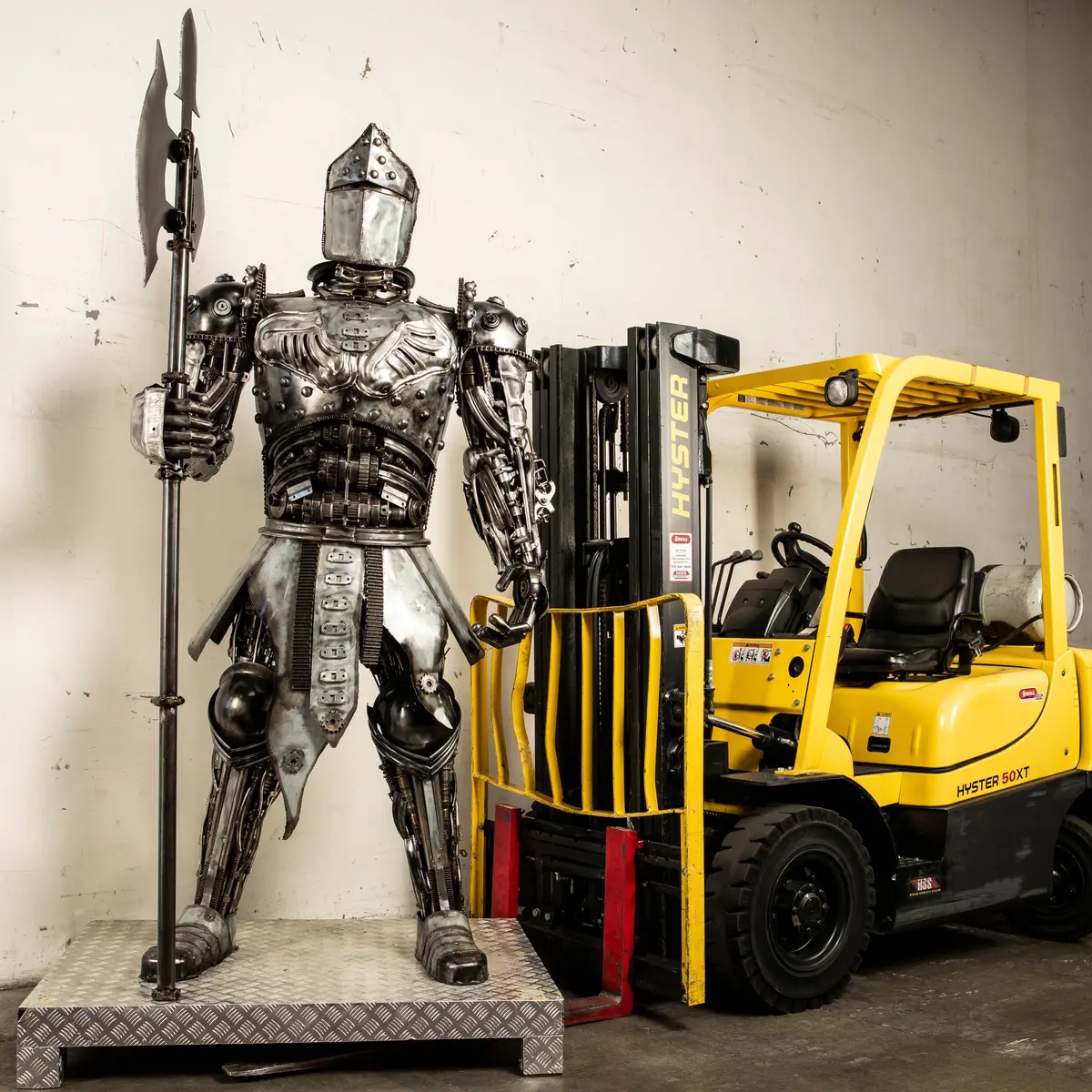 Knight Recycled Metal Art Sculpture - 7 Ft 6 In Tall 1