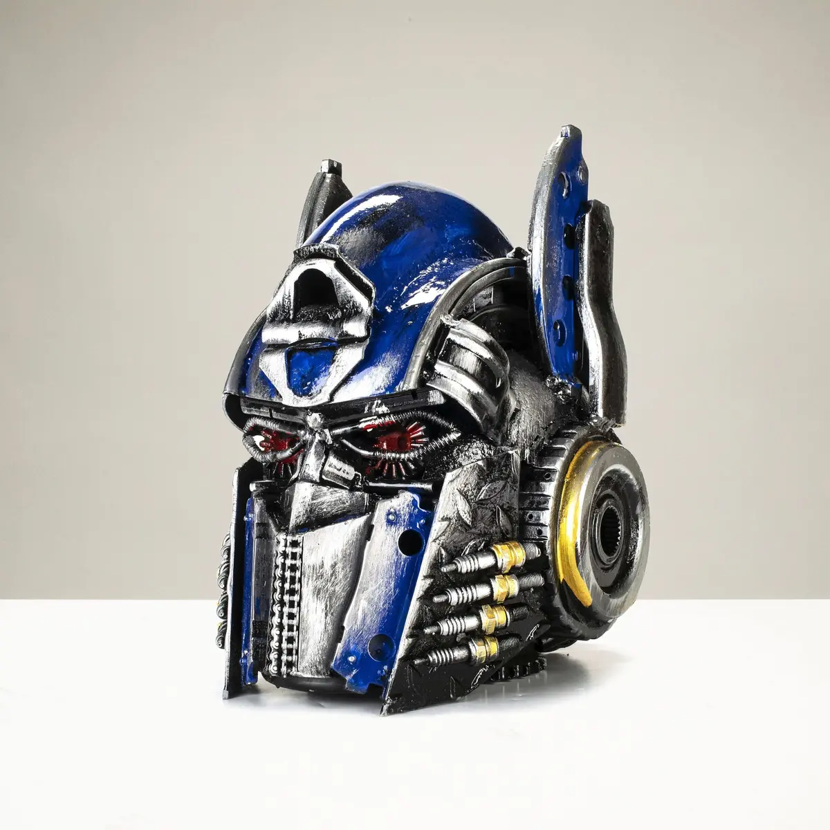 Optimus Prime Head Inspired Recycled Metal Art Sculpture 1