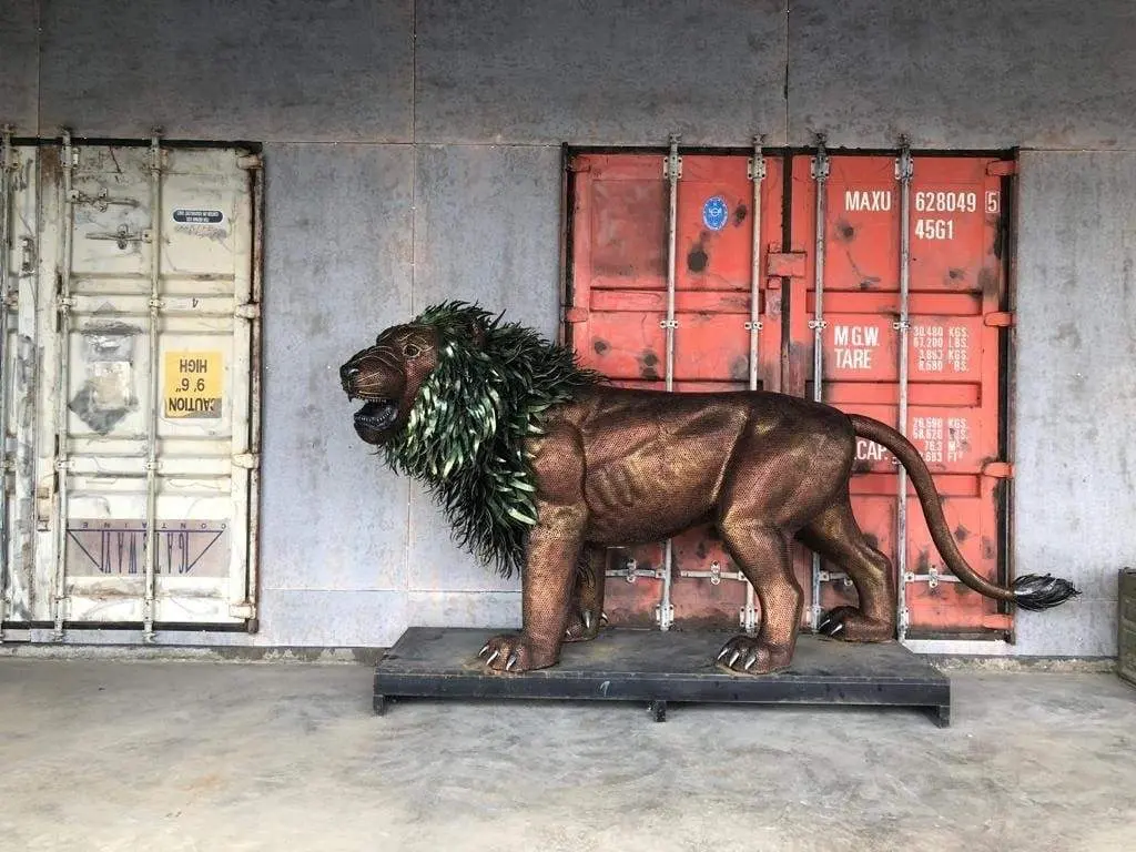 Lion Recycled Metal Sculpture - 9 Ft 1