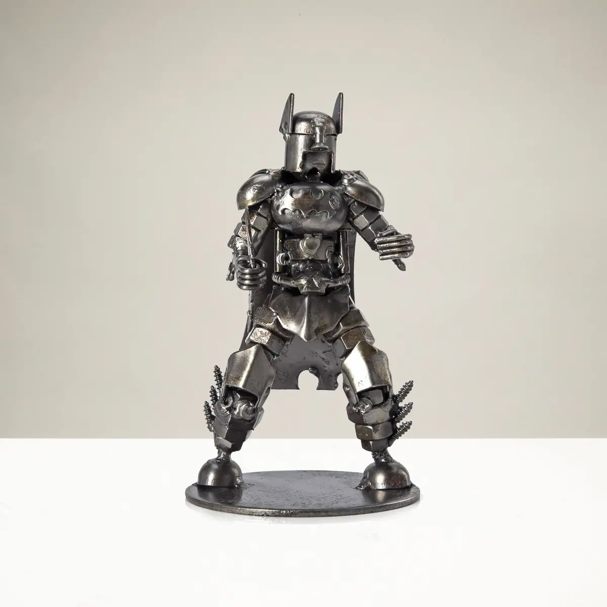Small Batman With Batarang Inspired Recycled Metal Sculpture 1