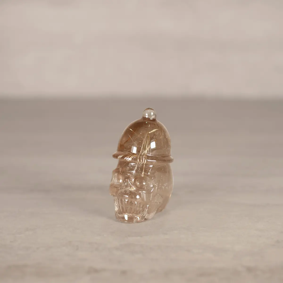 Natural Brazilian Rutilated Smoky Quartz Skull Carving - 3" / 195 G 1
