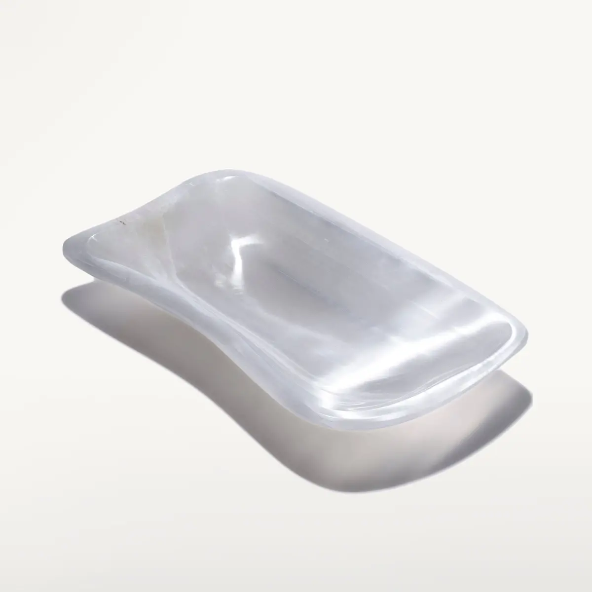 Oval White Selenite Bowl From Morocco - 15" 1