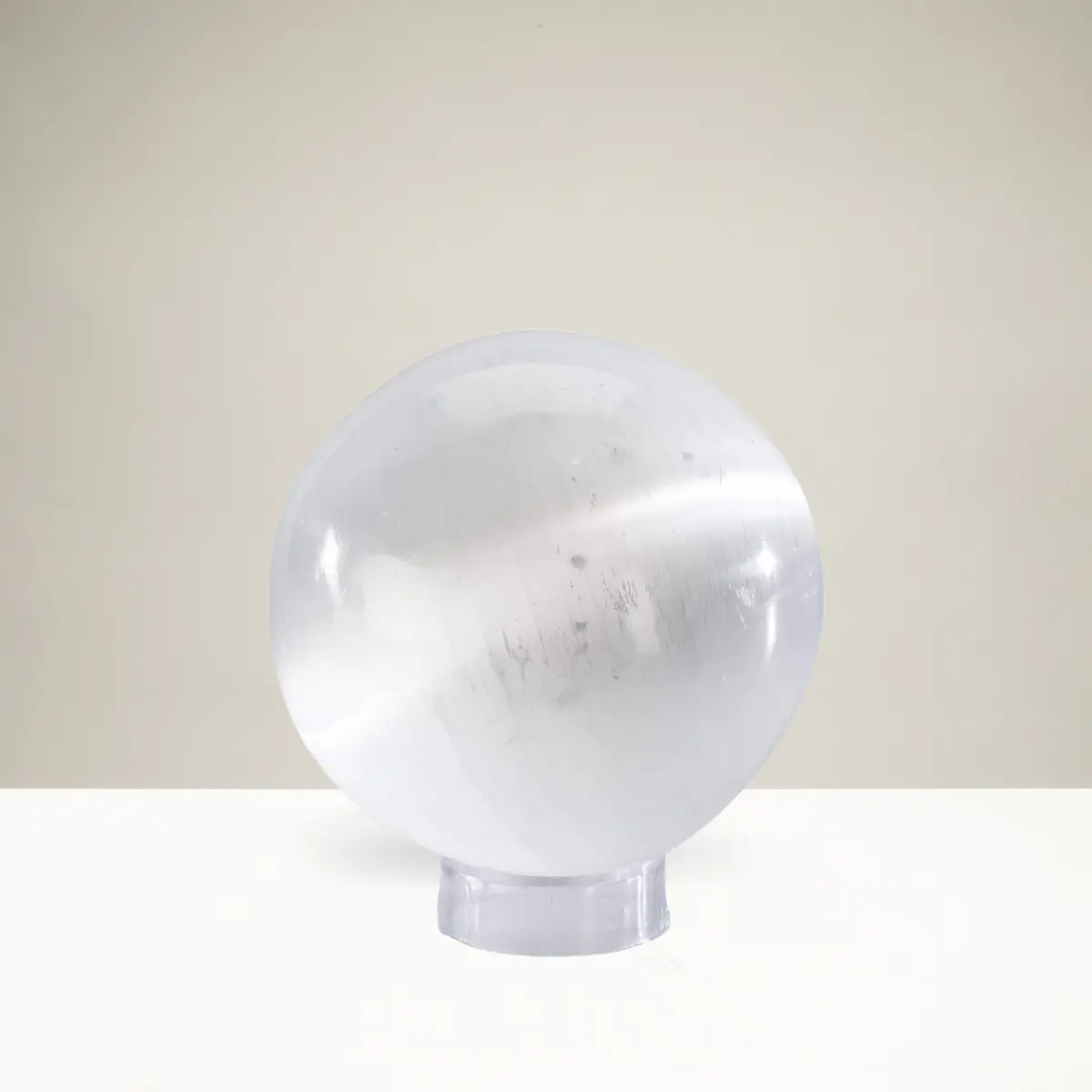 Ss80-Wh - White Selenite Sphere- 3 In. - Morocco 1