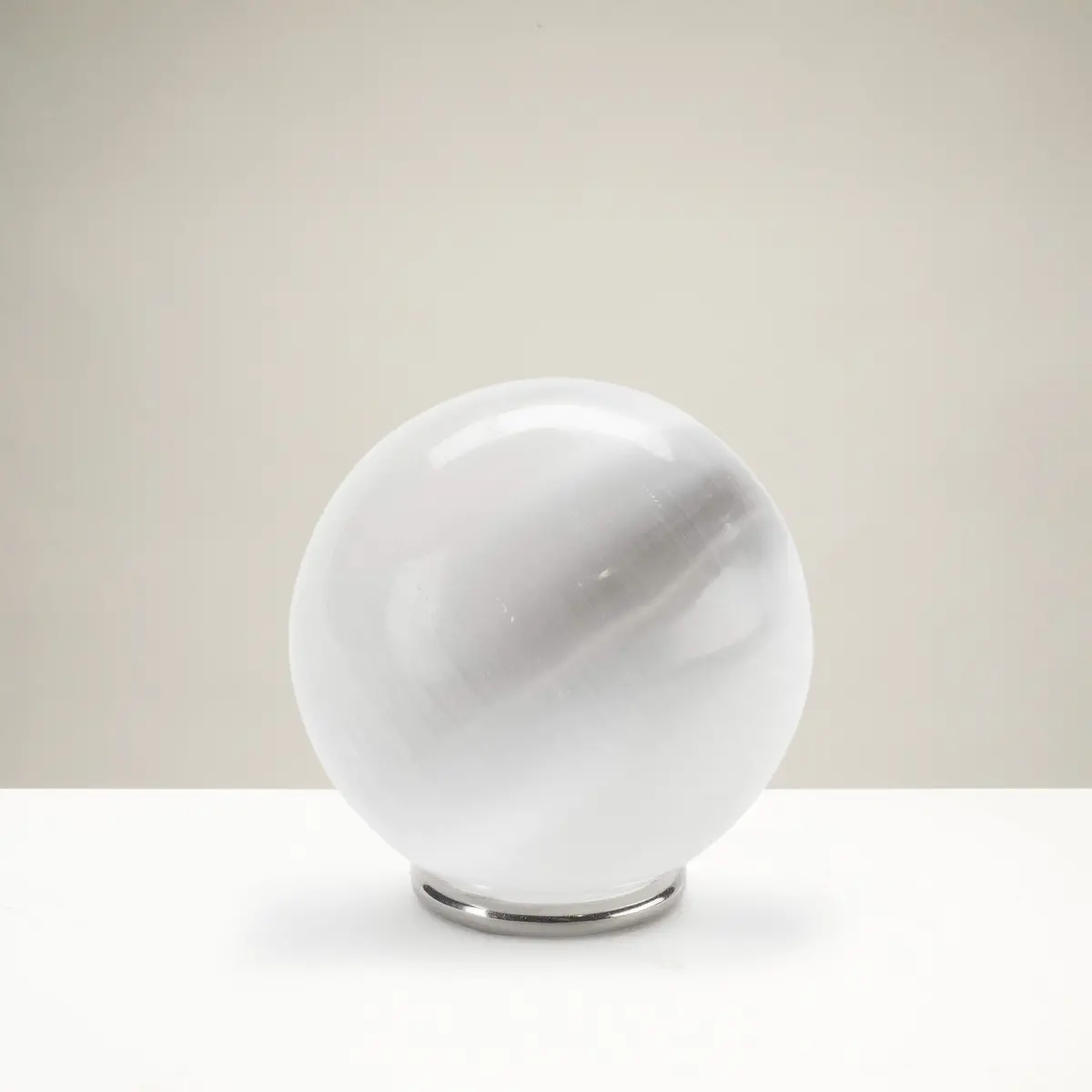 White Selenite Sphere- 4 In. - Morocco 1