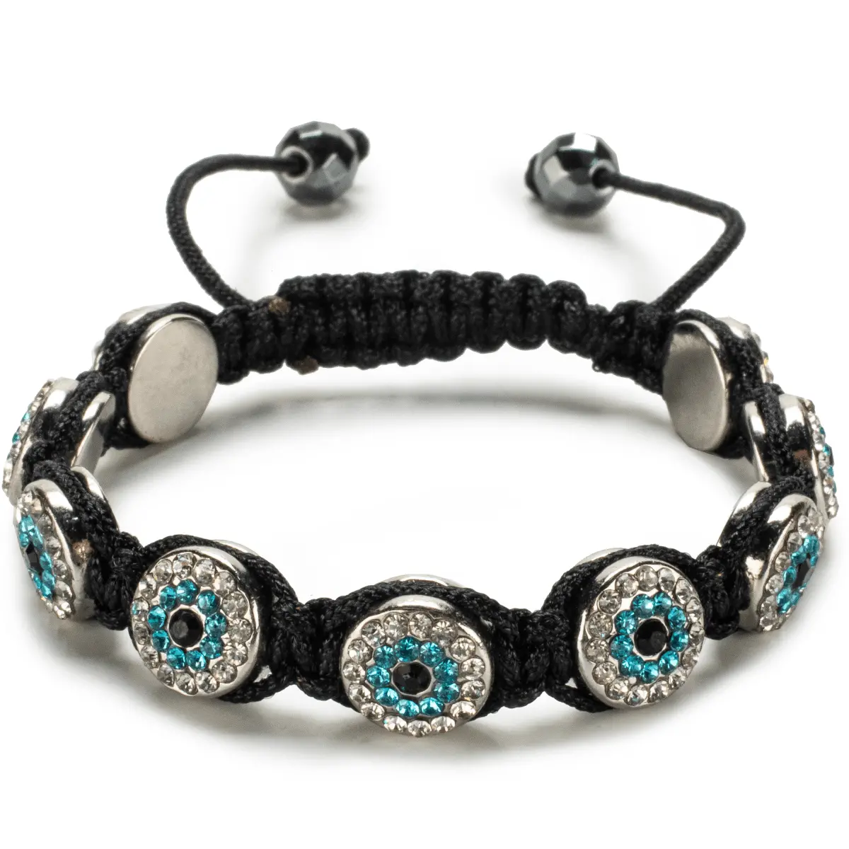 Aquamarine Crystal Evil Eye Shamballa Bracelet 1