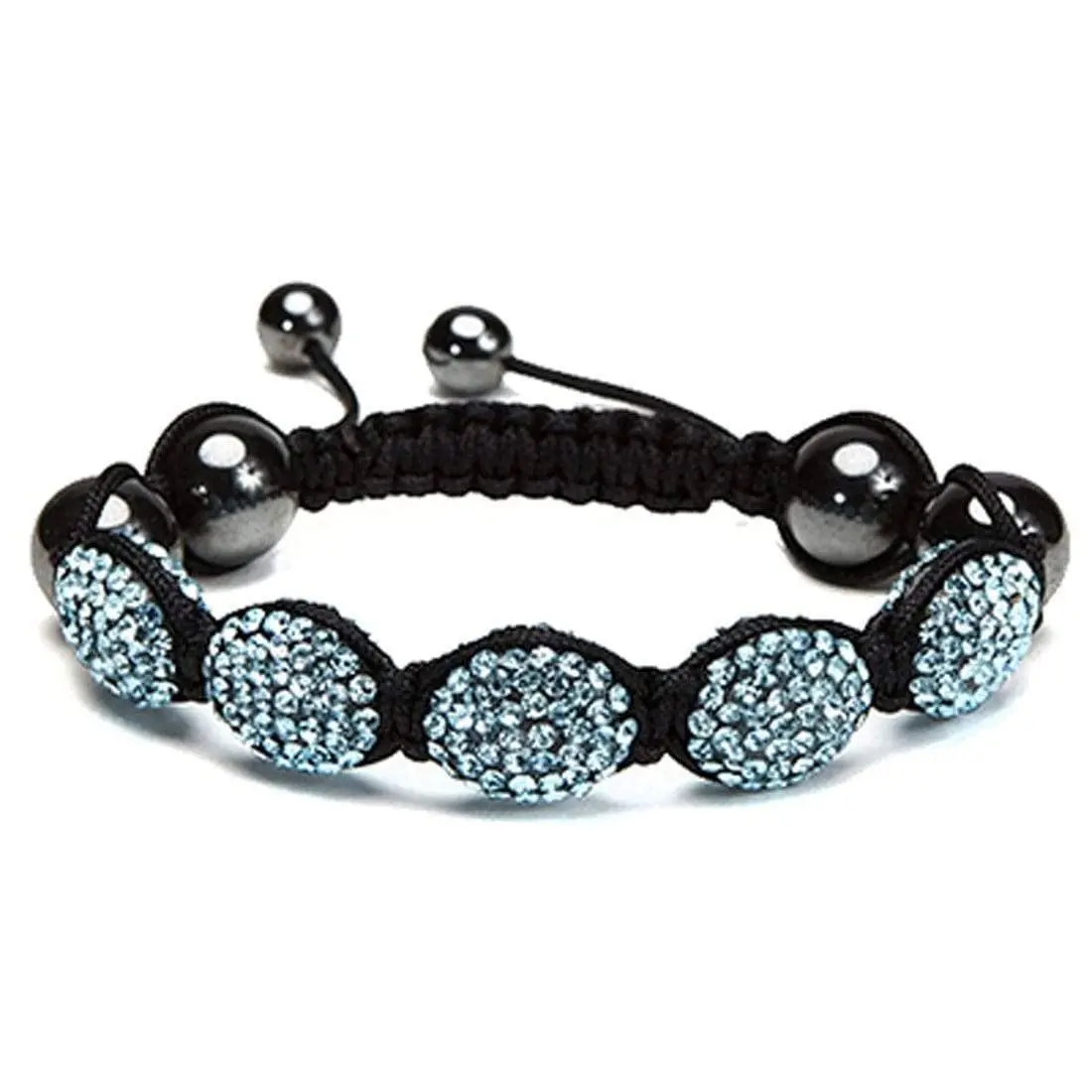 Aquamarine Crystal Oval  Shamballa Bracelet 1