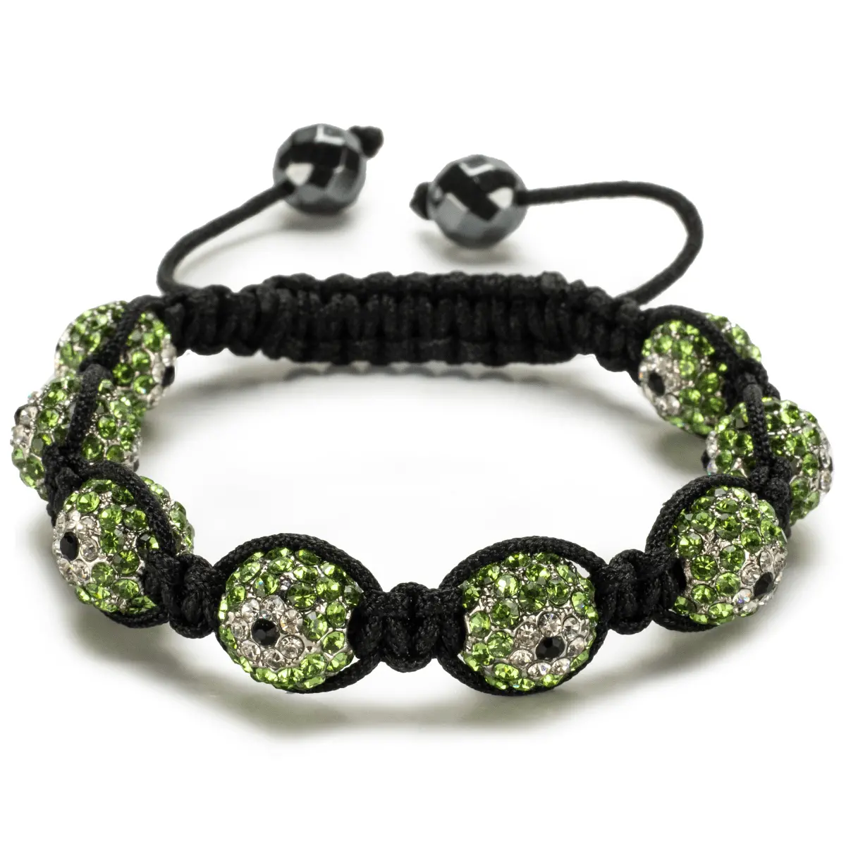 Peridot Green Shamballa Evil Eye Crystal Bracelet 1