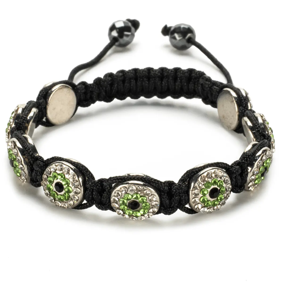 Periodot Crystal Evil Eye Shamballa Bracelet 1
