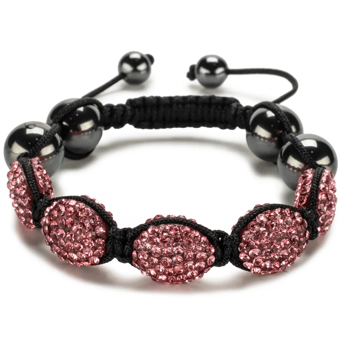Rose Crystal Oval  Shamballa Bracelet 1