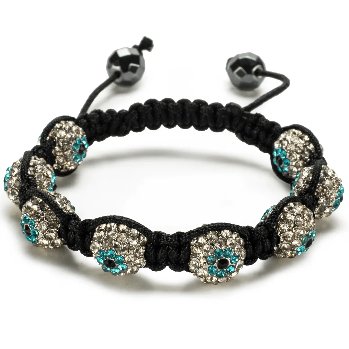 Shamballa Clear With Turquoise Evil Eye Crystal Bracelet 1