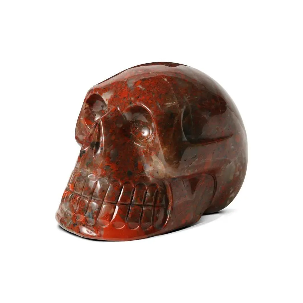 Skull2400.009 - Hand Carved Brecciated Jasper Skull-Brazil- 4,450 Grams 7" X 5.5" X 5" 1