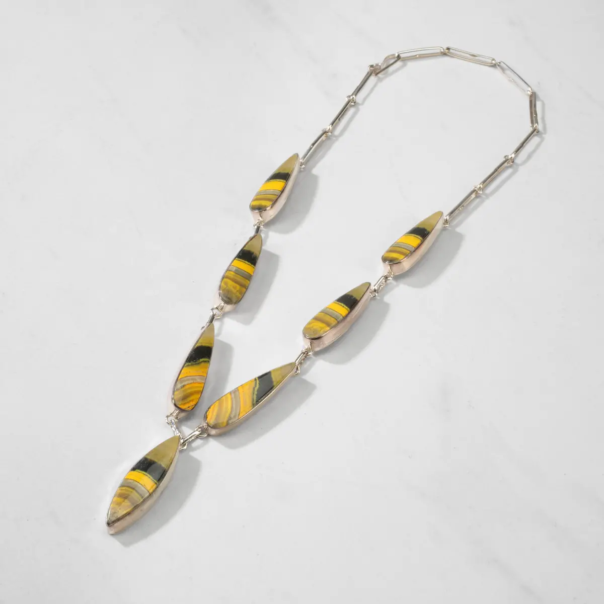 20" Bumblebee Jasper Usa Handmade 925 Sterling Silver Necklace 1