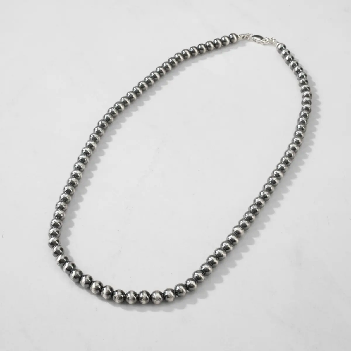 20" Single Strand 6Mm Navajo Pearl Usa Handmade 925 Sterling Silver Necklace 1