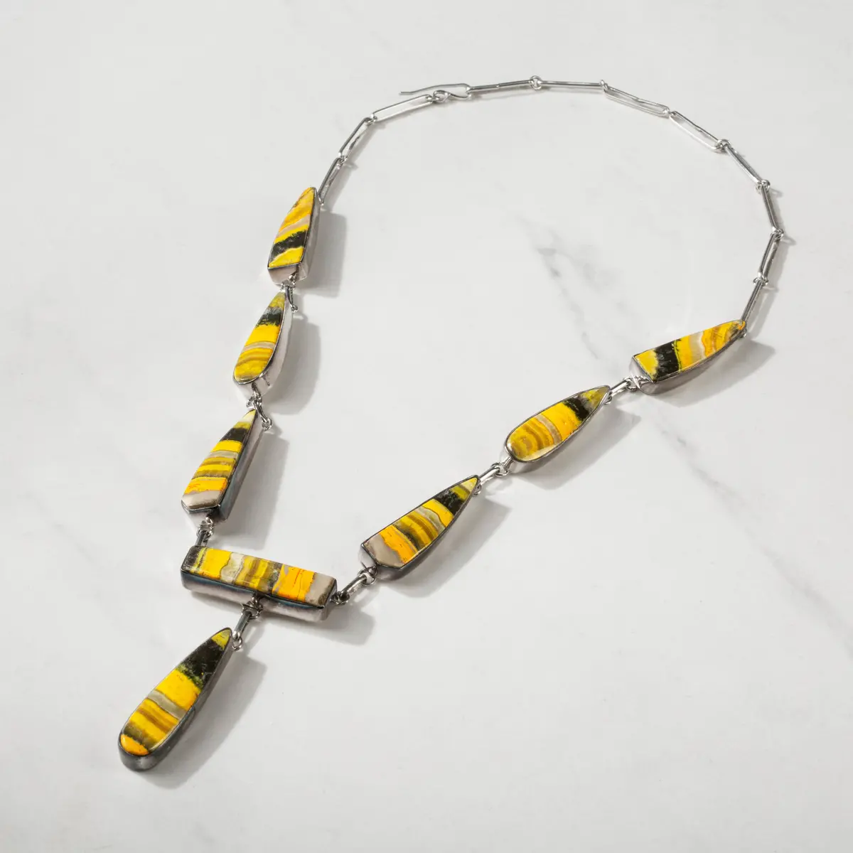 22" Bumblebee Jasper Usa Handmade 925 Sterling Silver Necklace 1