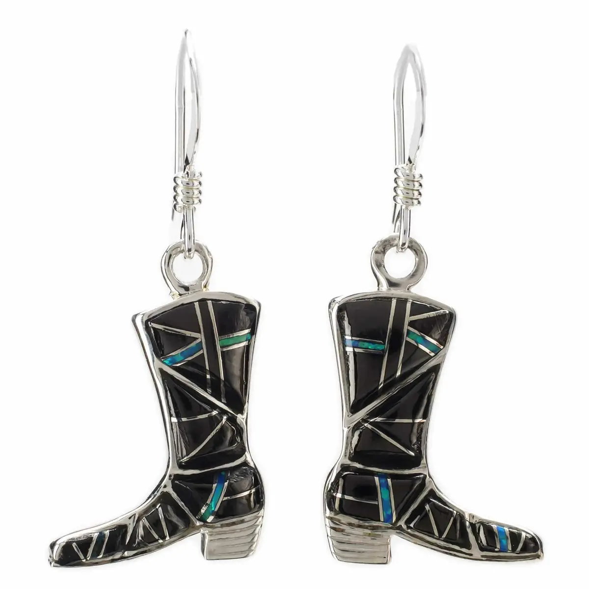 Black Onyx Boot 925 Sterling Silver Usa Handmade Earring With French Hook 1