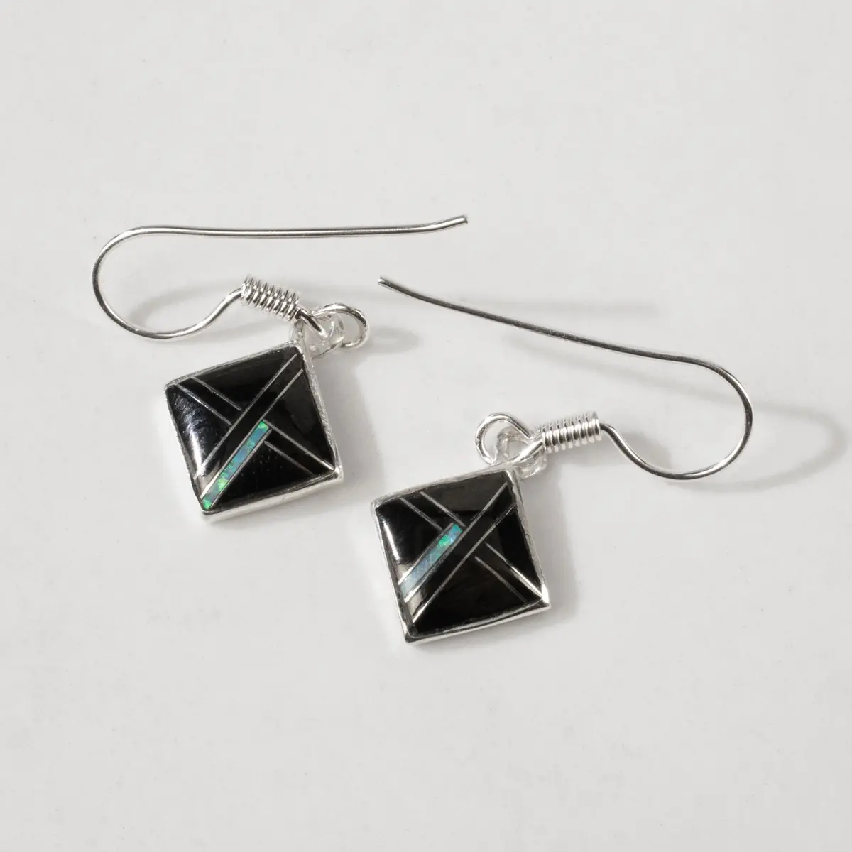 Black Onyx Diamond 925 Silver Usa Handmade Earrings With French Hook 1