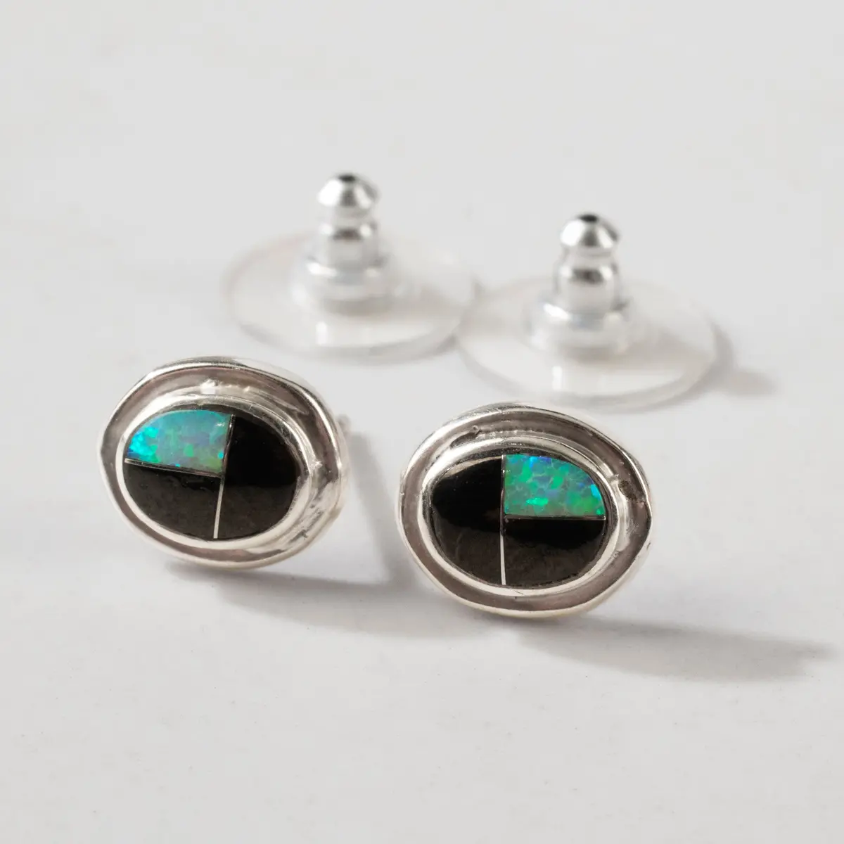 Black Onyx Oval 925 Sterling Silver Usa Handmade Earring With Stud Backing 1