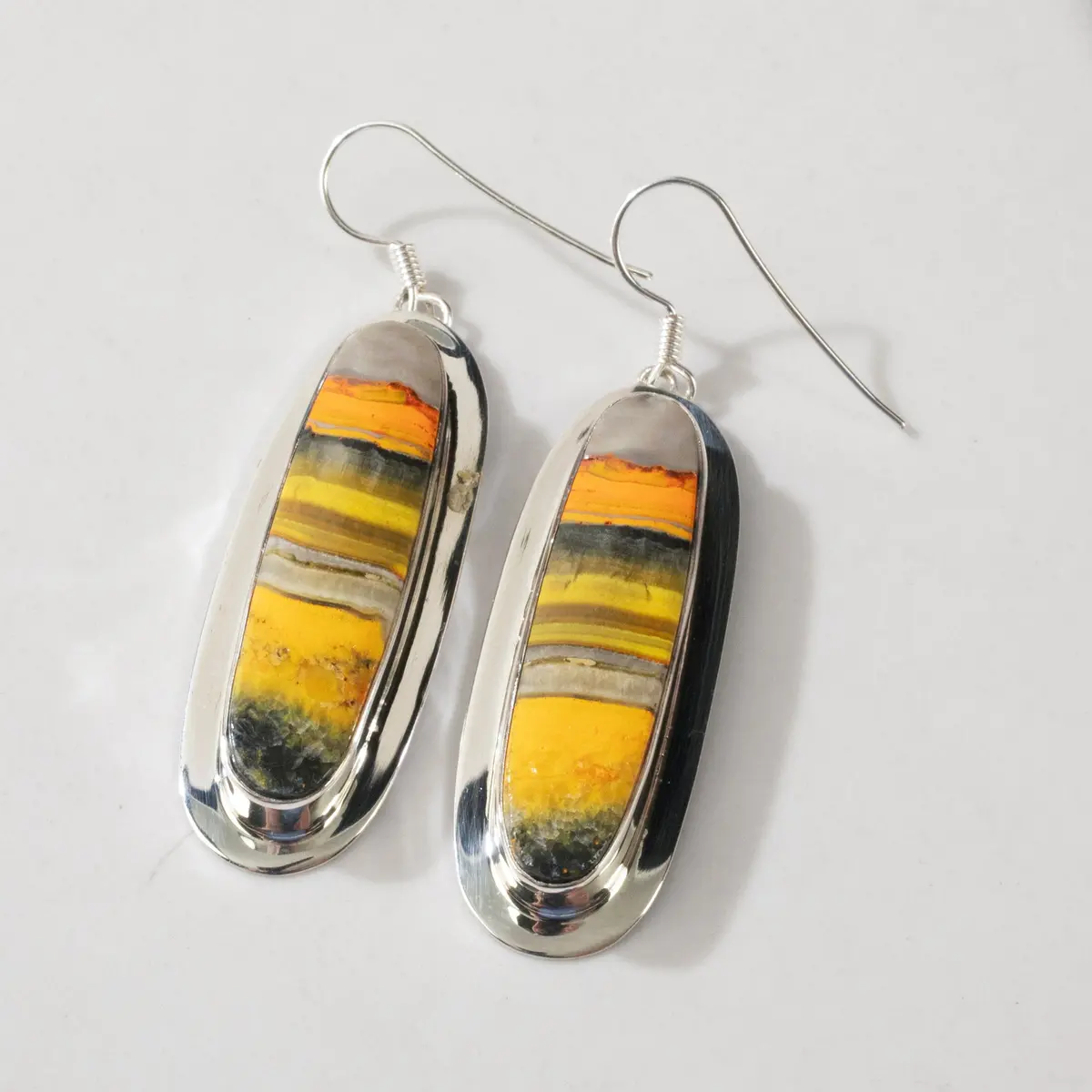 Bumblebee Jasper Dangle Usa Handemade 925 Sterling Silver Earrings With French Hook Backing 1