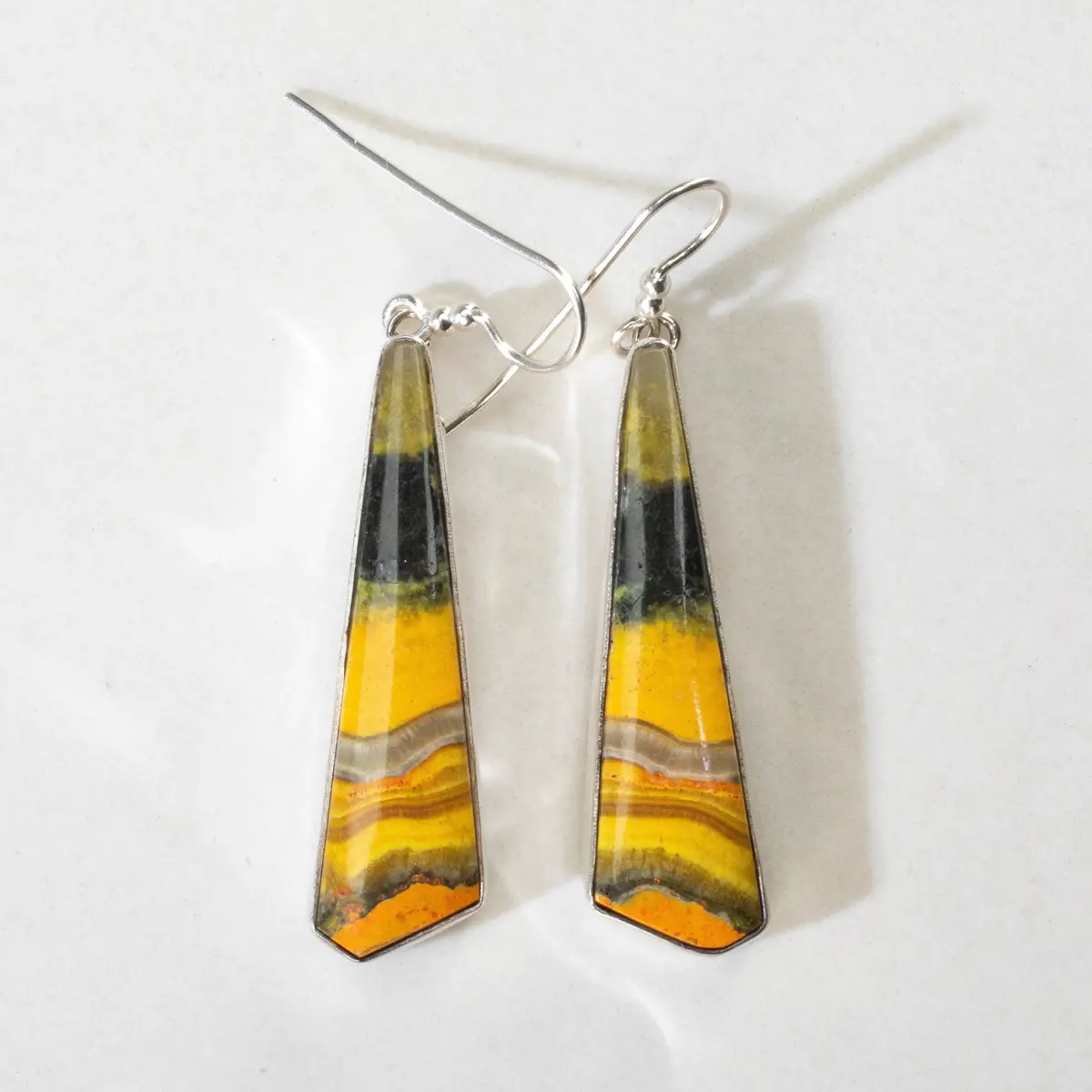 Bumblebee Jasper Dangle Usa Handmade 925 Sterling Silver Earrings With French Hook Backing 1