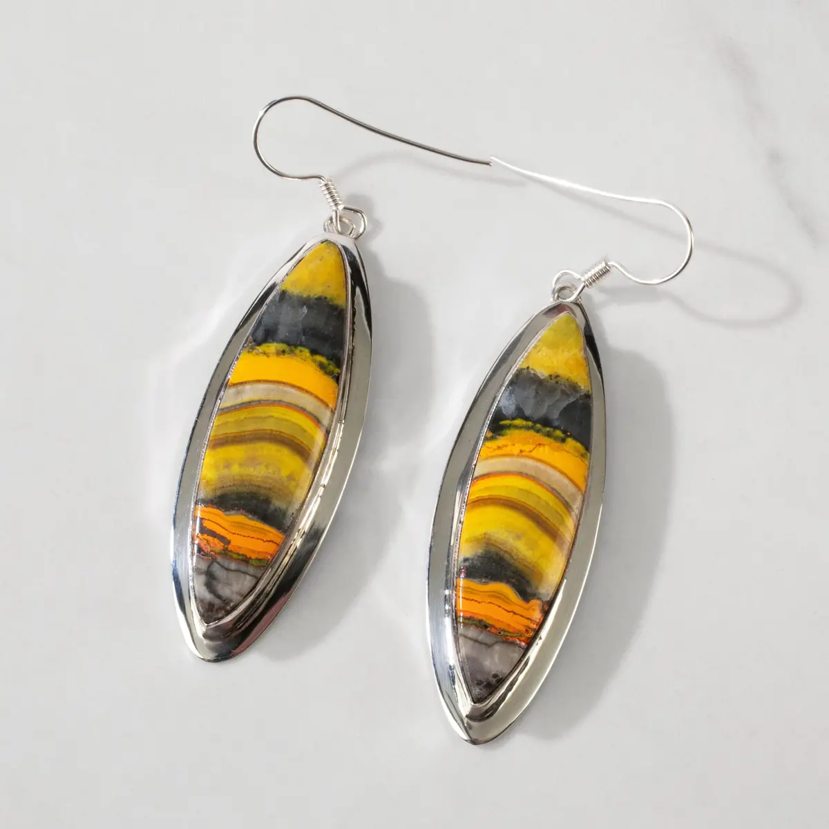 Bumblebee Jasper Dangle Usa Handmade 925 Sterling Silver Earrings With French Hook Backing 1