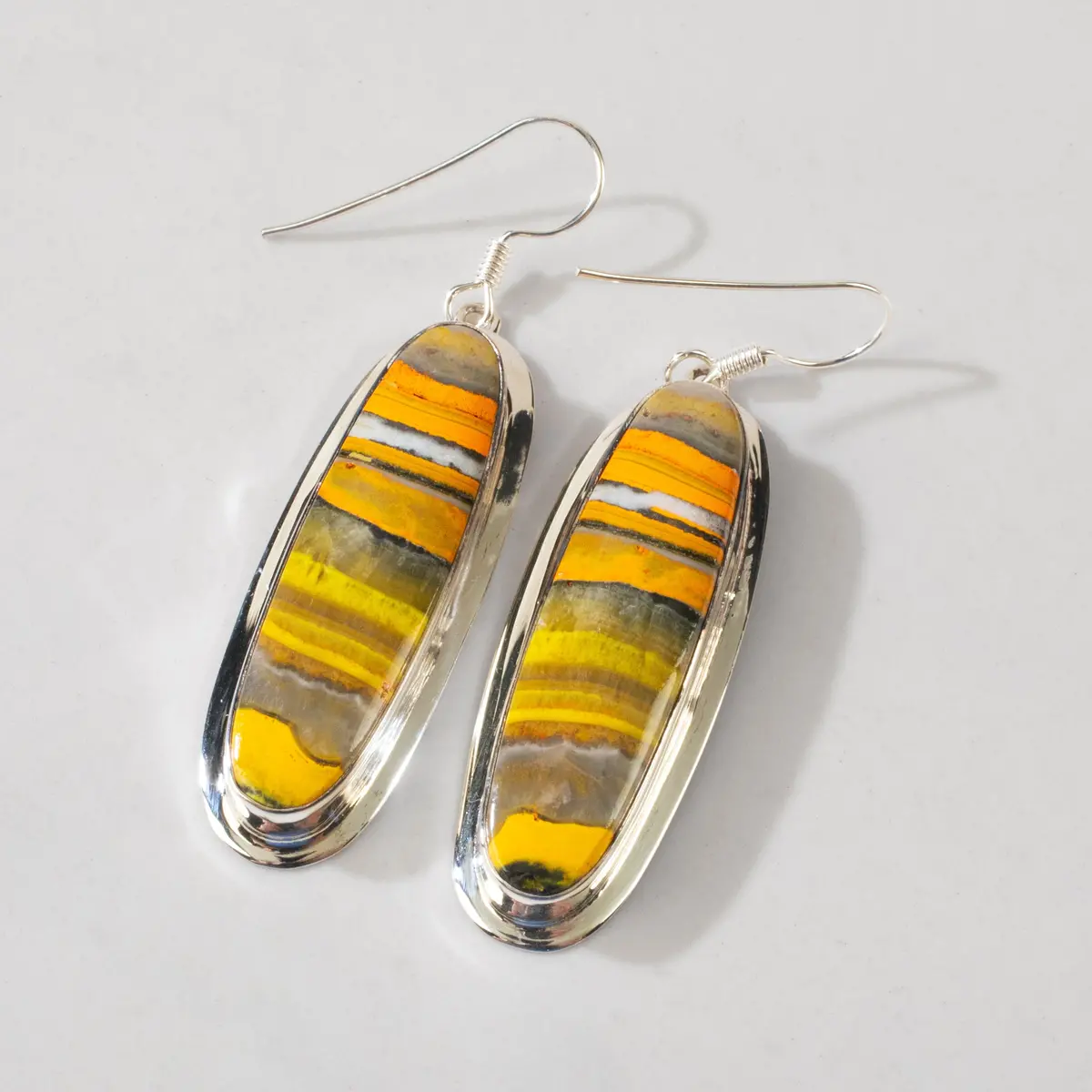 Bumblebee Jasper Dangle Usa Handmade 925 Sterling Silver Earrings With French Hook Backing 1