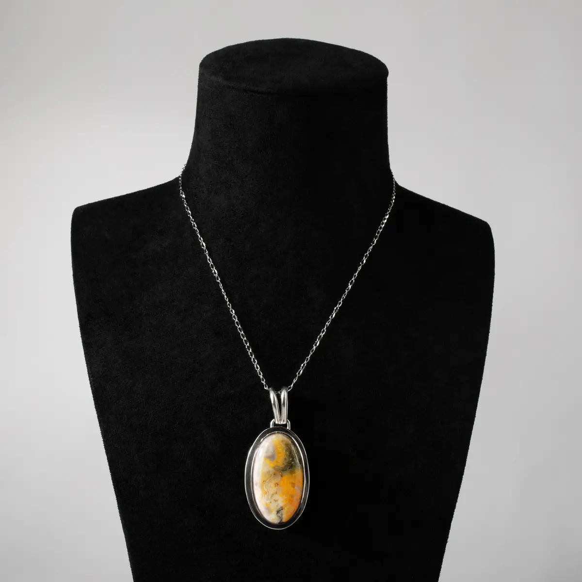Bumbleebee Jasper Cabachon Handmade 925 Sterling Silver Pendant 2