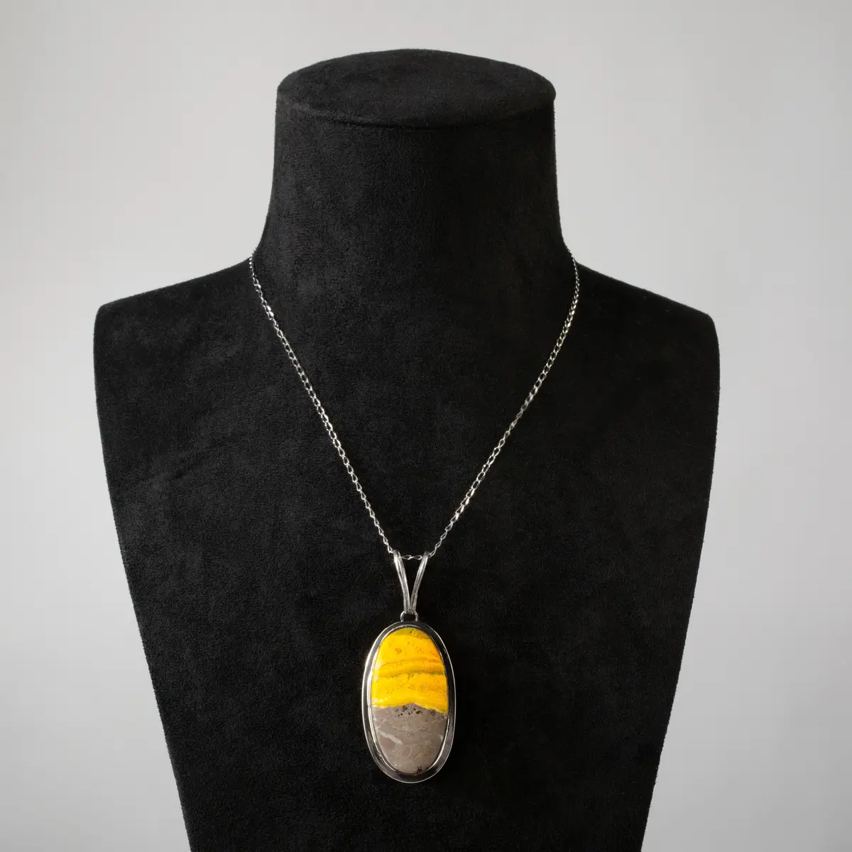 Bumbleebee Jasper Oval Handmade 925 Sterling Silver Pendant 2