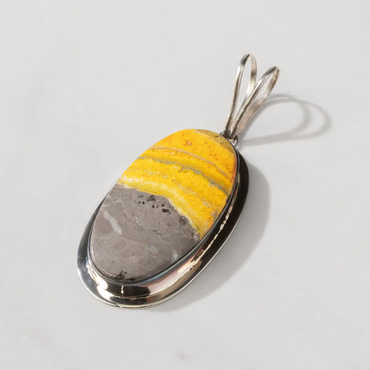 Bumbleebee Jasper Oval Handmade 925 Sterling Silver Pendant 1