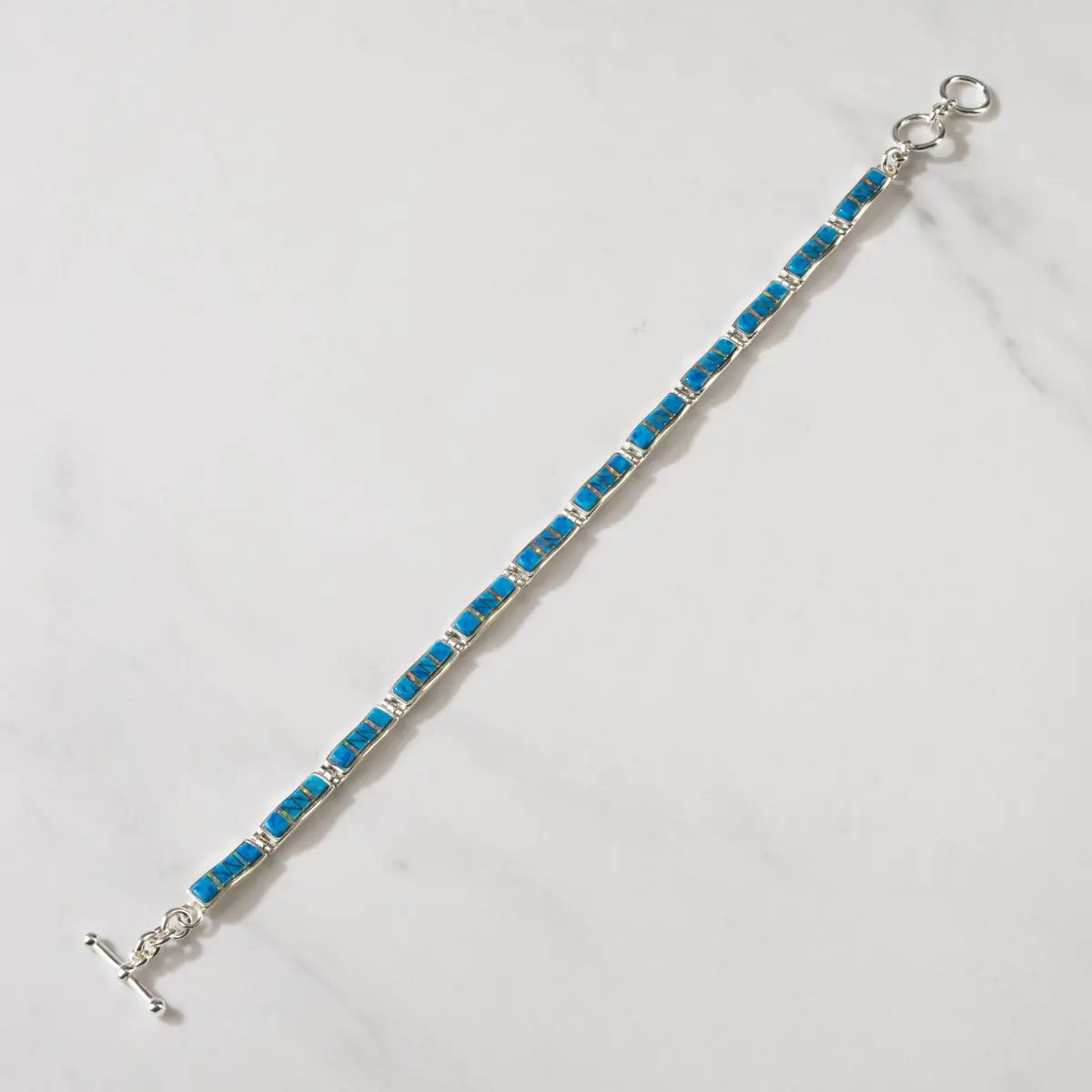 Denim Lapis Regtangle 925 Sterling Silver Usa Handmade Bracelet 1
