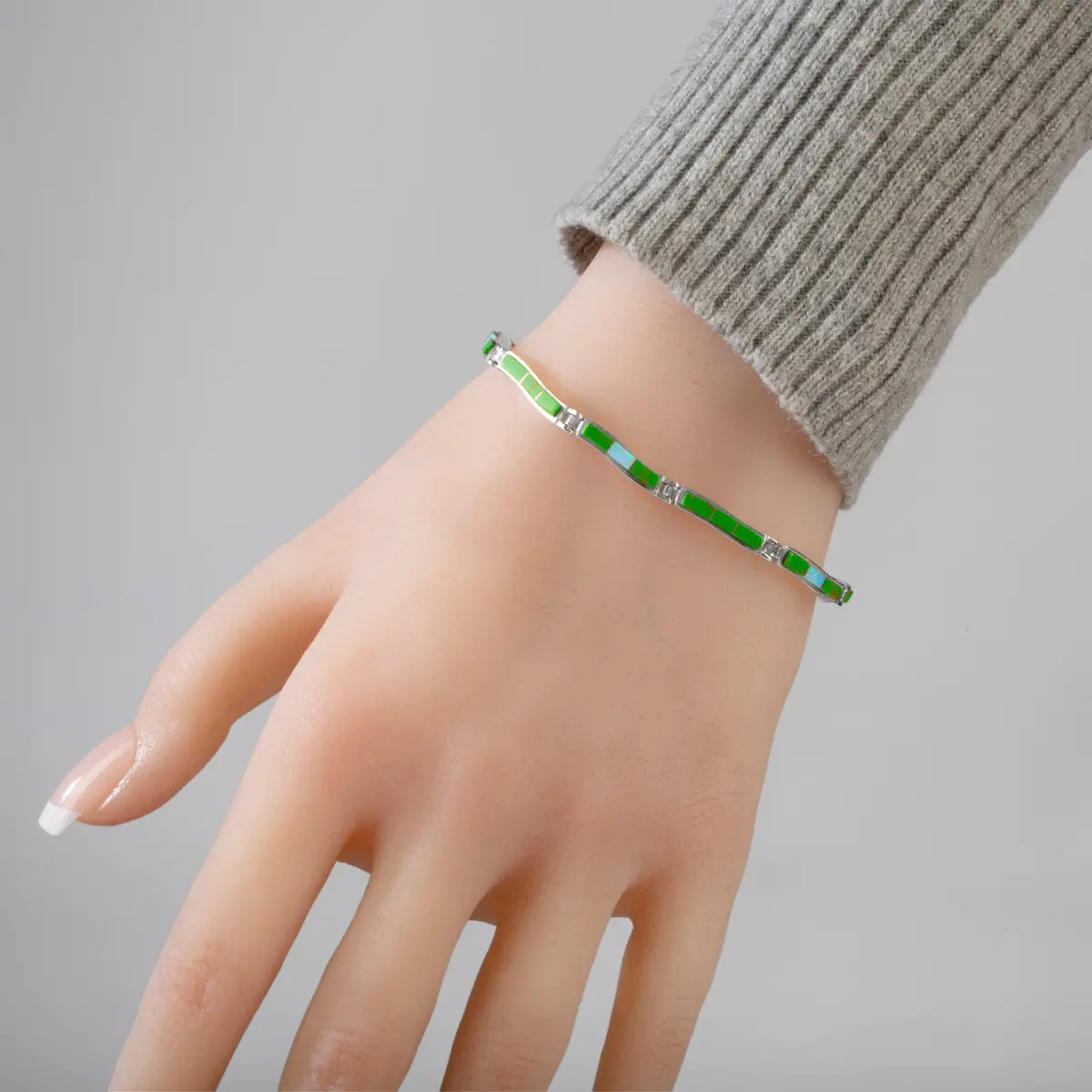 Gaspeite 925 Sterling Silver Usa Handmade Bracelet With Opal Accent 2